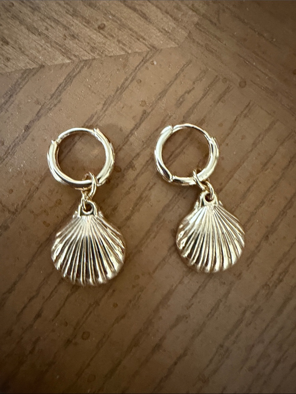 Gold Shell Charm Hoop Earrings for Women